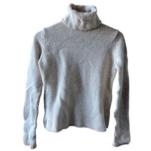 Vintage GAP Cream Wool Turtleneck Sweater Medium Lambswool 90s Minimalist Beige